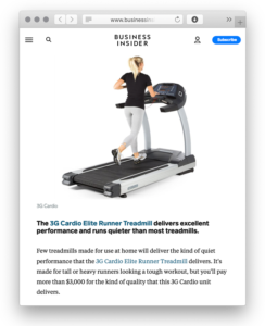 Businessinsider.com praises 3G Cardio Elite Runner Treadmill