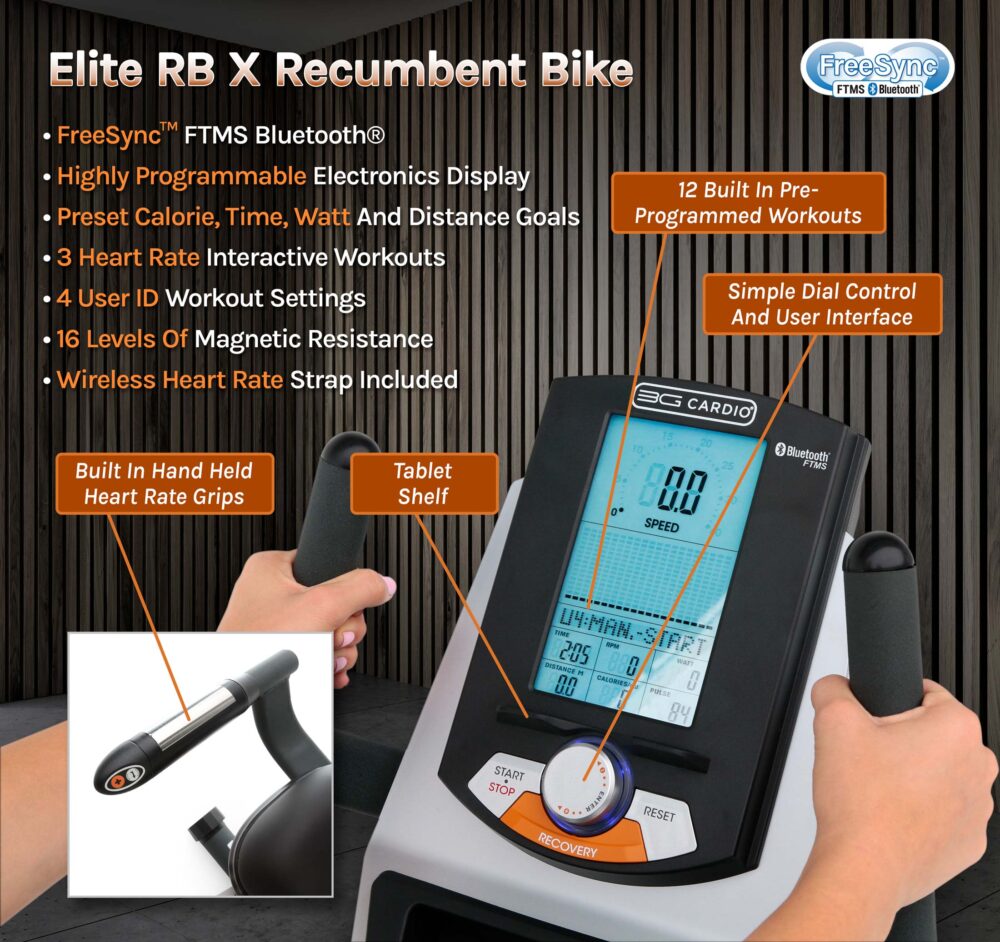 3G Cardio Elite RB X Recumbent Bike with FreeSync™ FTMS Bluetooth®