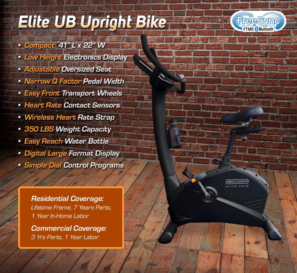 3G Cardio Elite UB X Upright Bike with FreeSync™ FTMS Bluetooth®