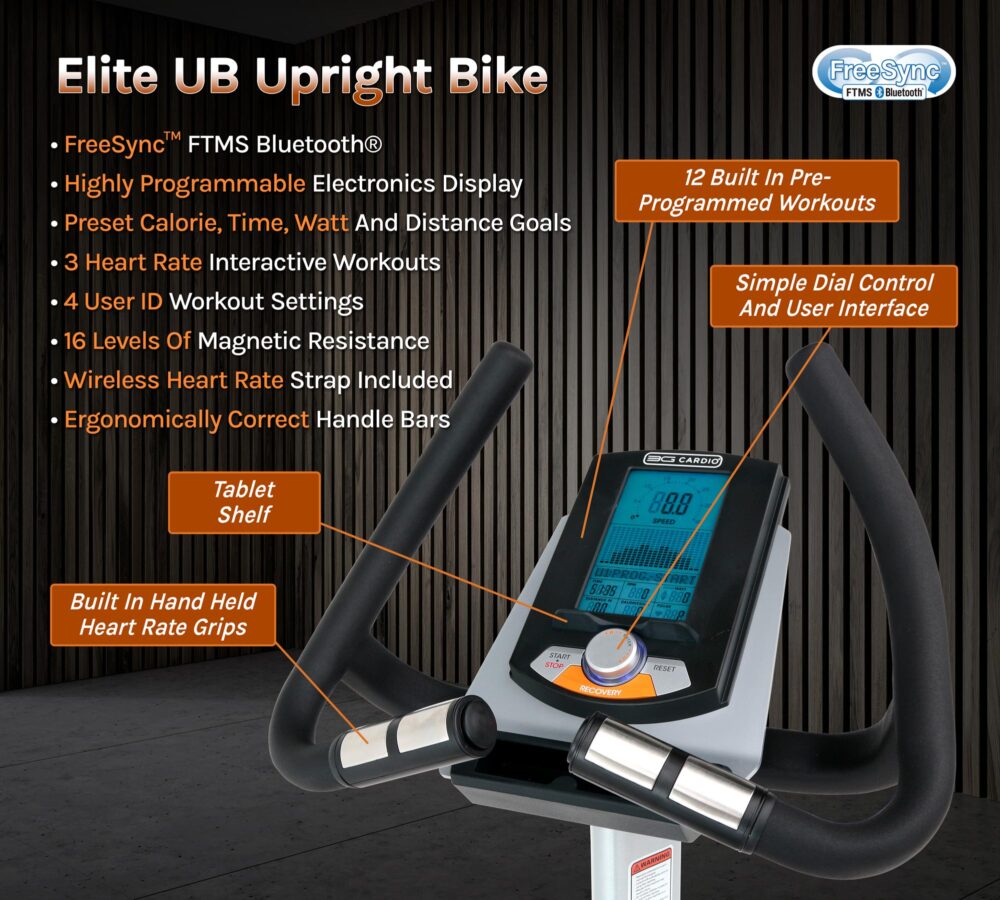 3G Cardio Elite UB X Upright Bike with FreeSync™ FTMS Bluetooth®